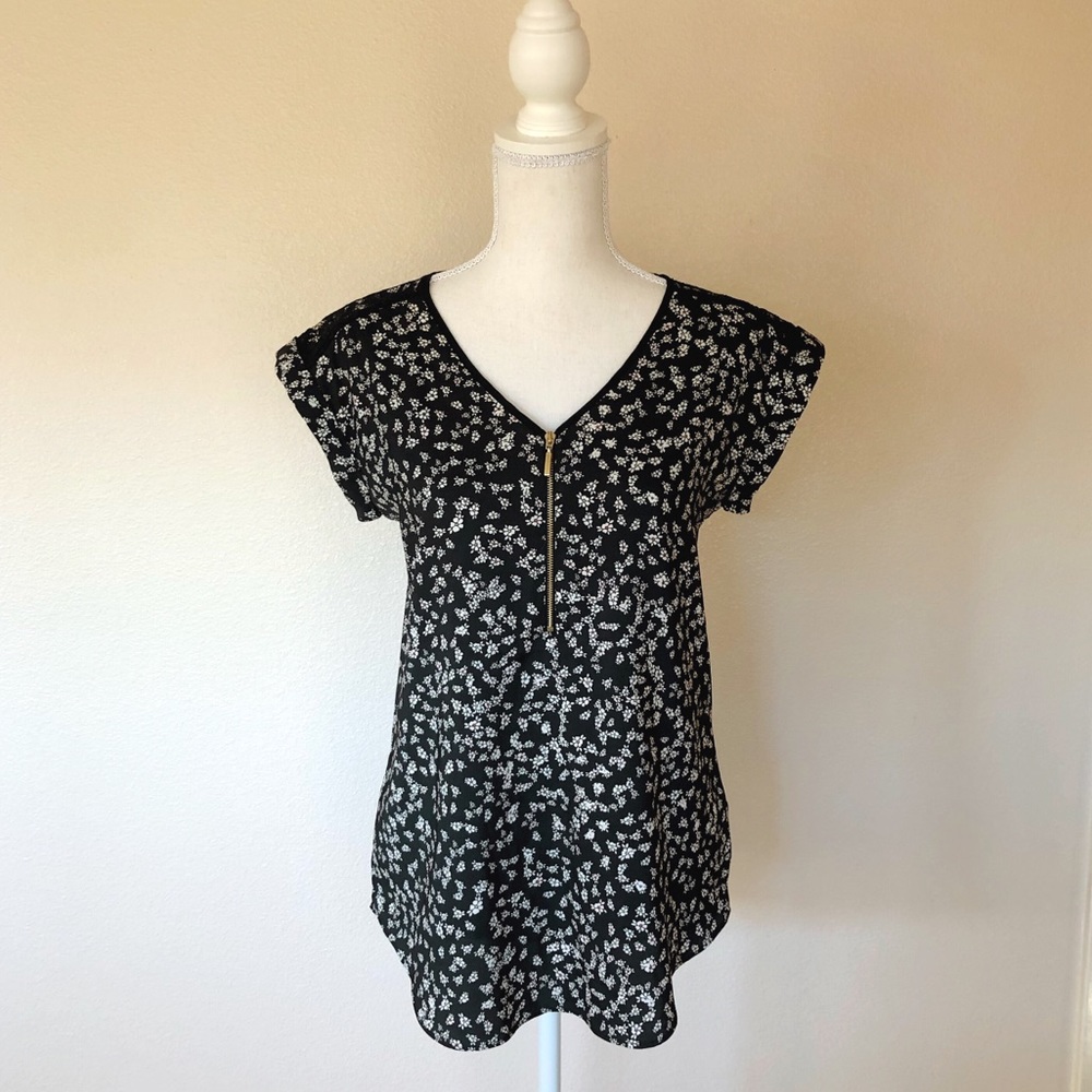 Express Floral Print Zip Front Blouse